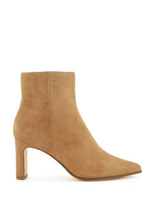 Dune London Women's Suede Block Heel Pointed Ankle Boots - 8 - Camel, Camel