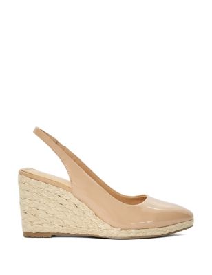 Dune London Womens Patent Wedge Slingback Shoes - 6 - Blush, Blush