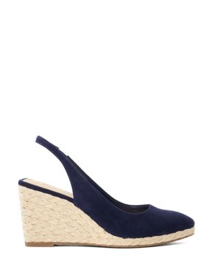 Dune London Womens Suede Wedge Shoes - 4 - Navy, Navy