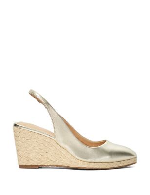 Dune London Womens Leather Metallic Wedge Shoes - 3 - Gold, Gold