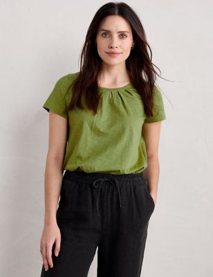 Seasalt Cornwall Womens Pure Cotton T-Shirt - 10 - Green, Green,White,Pink