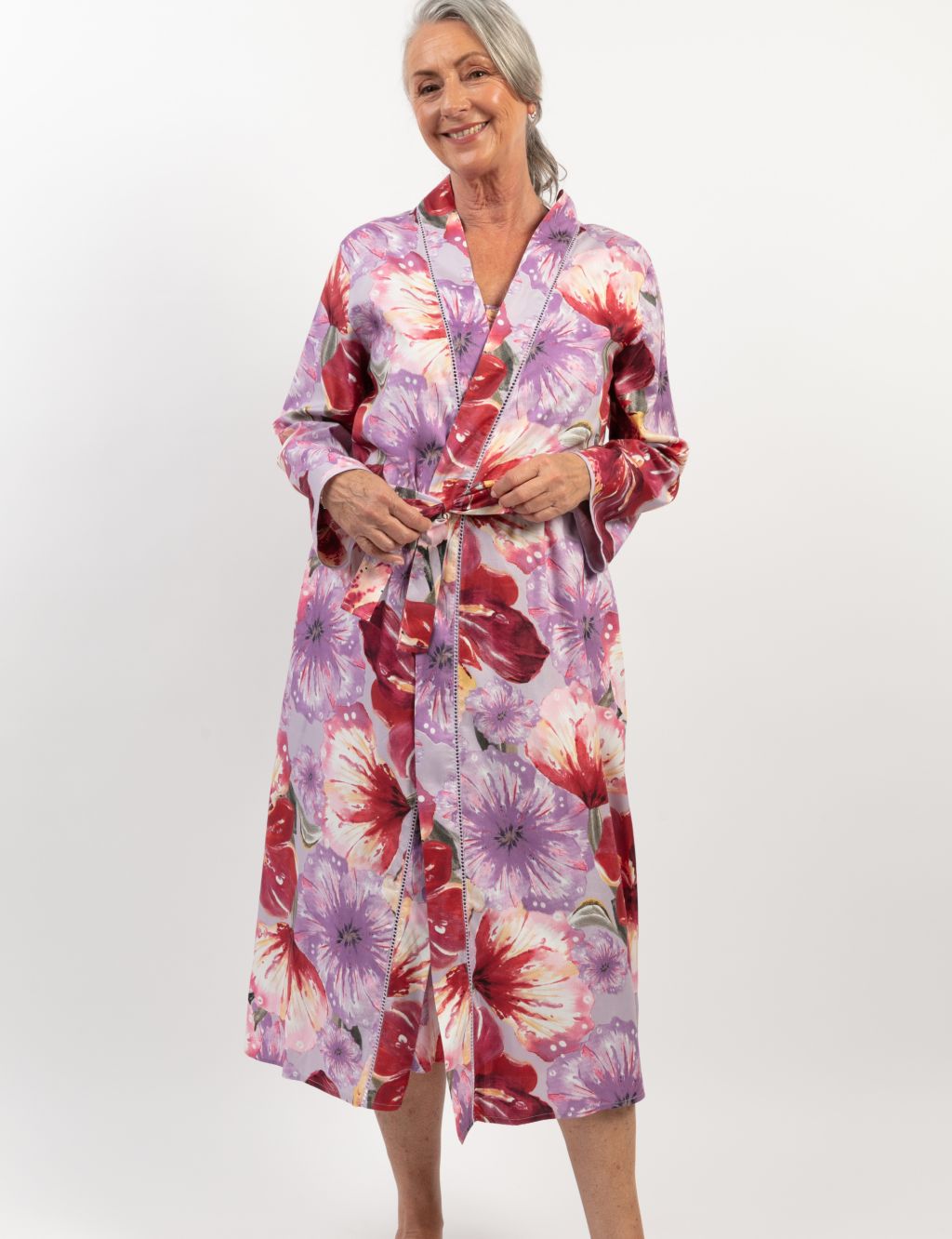 Cotton Modal Floral Long Dressing Gown image 1