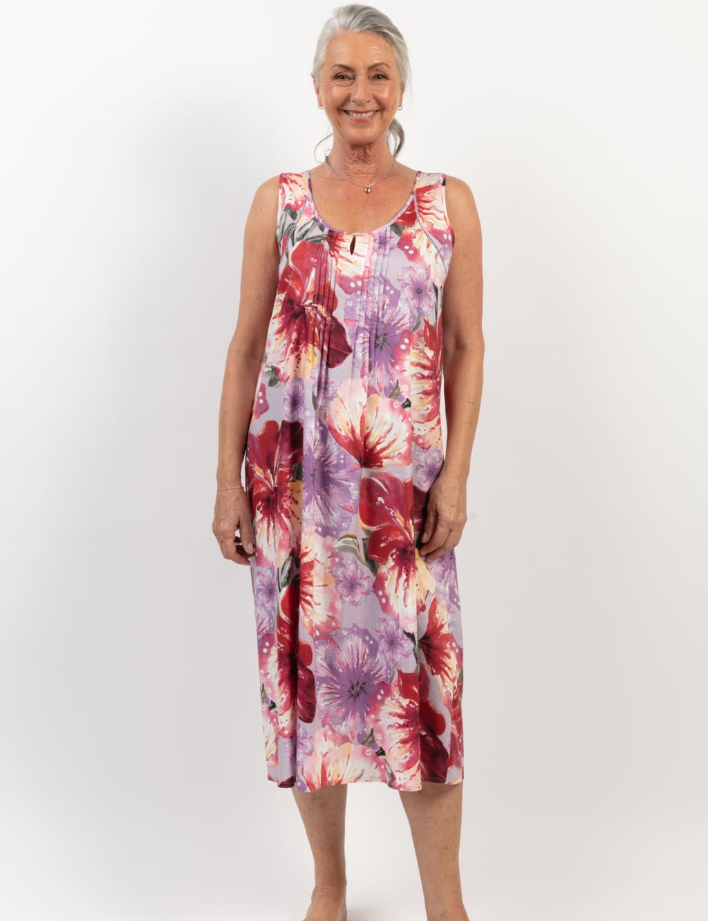 Cotton Modal Floral Long Nightdress image 1