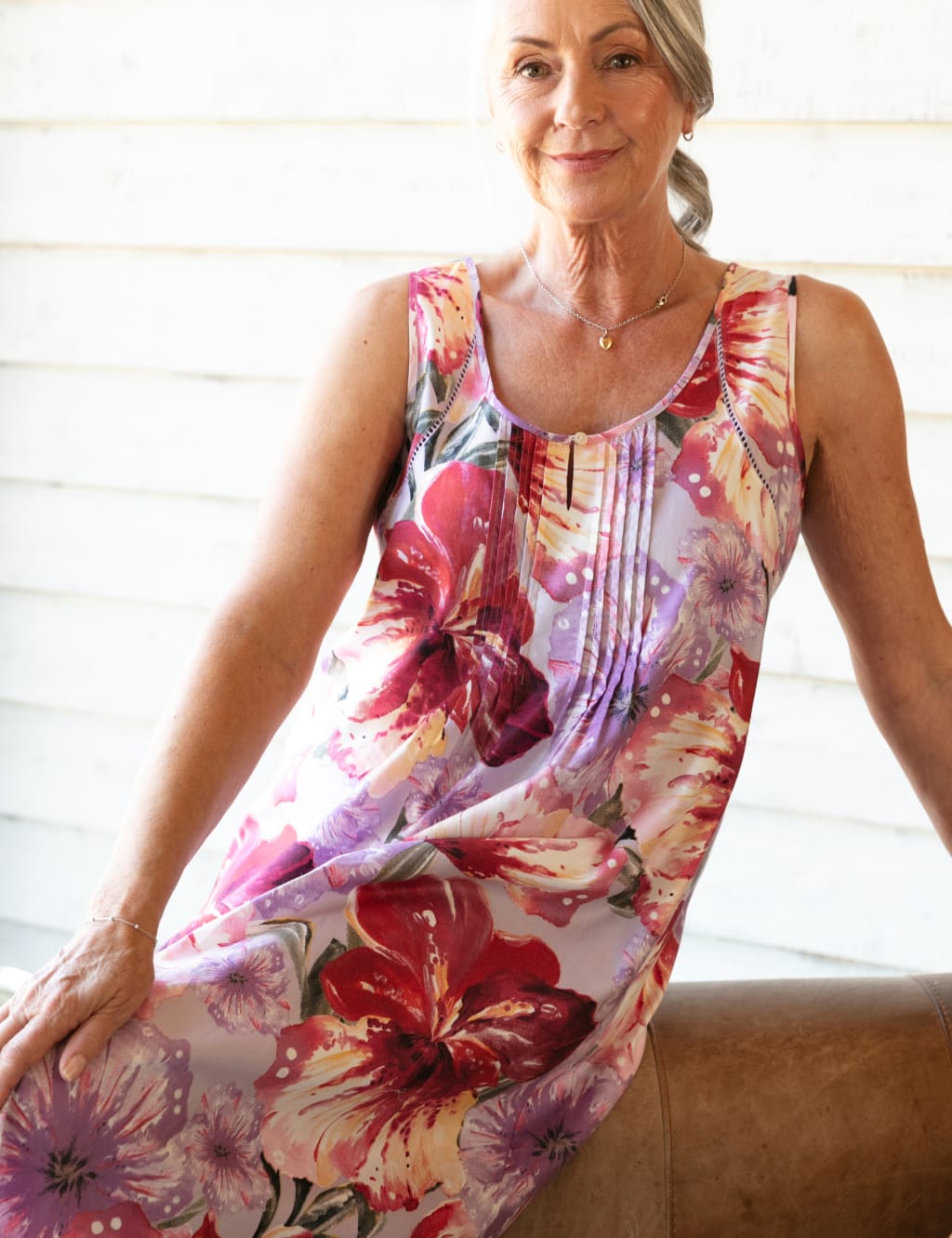 Cotton Modal Floral Long Nightdress image 4