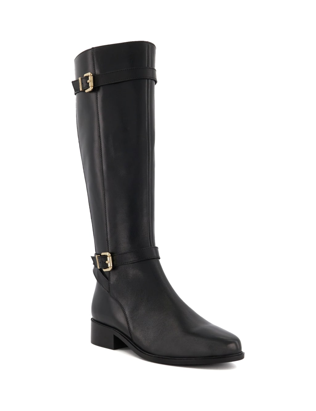Leather Buckle Block Heel Knee High Boots image 2