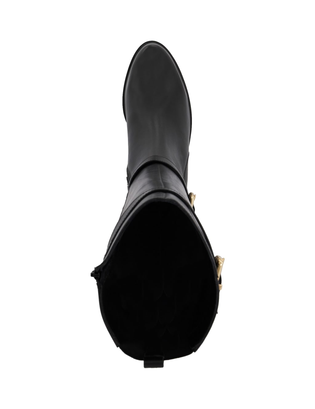 Leather Buckle Block Heel Knee High Boots image 4