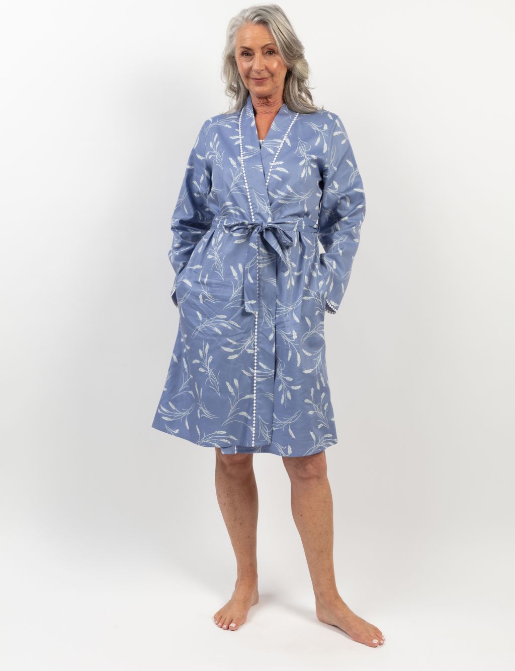 Cotton Modal Wheat Short Dressing Gown image 1