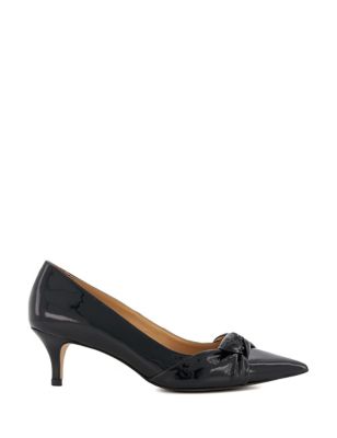 Dune London Womens Bow Kitten Heel Pointed Court Shoes - 3 - Black, Black,Gold