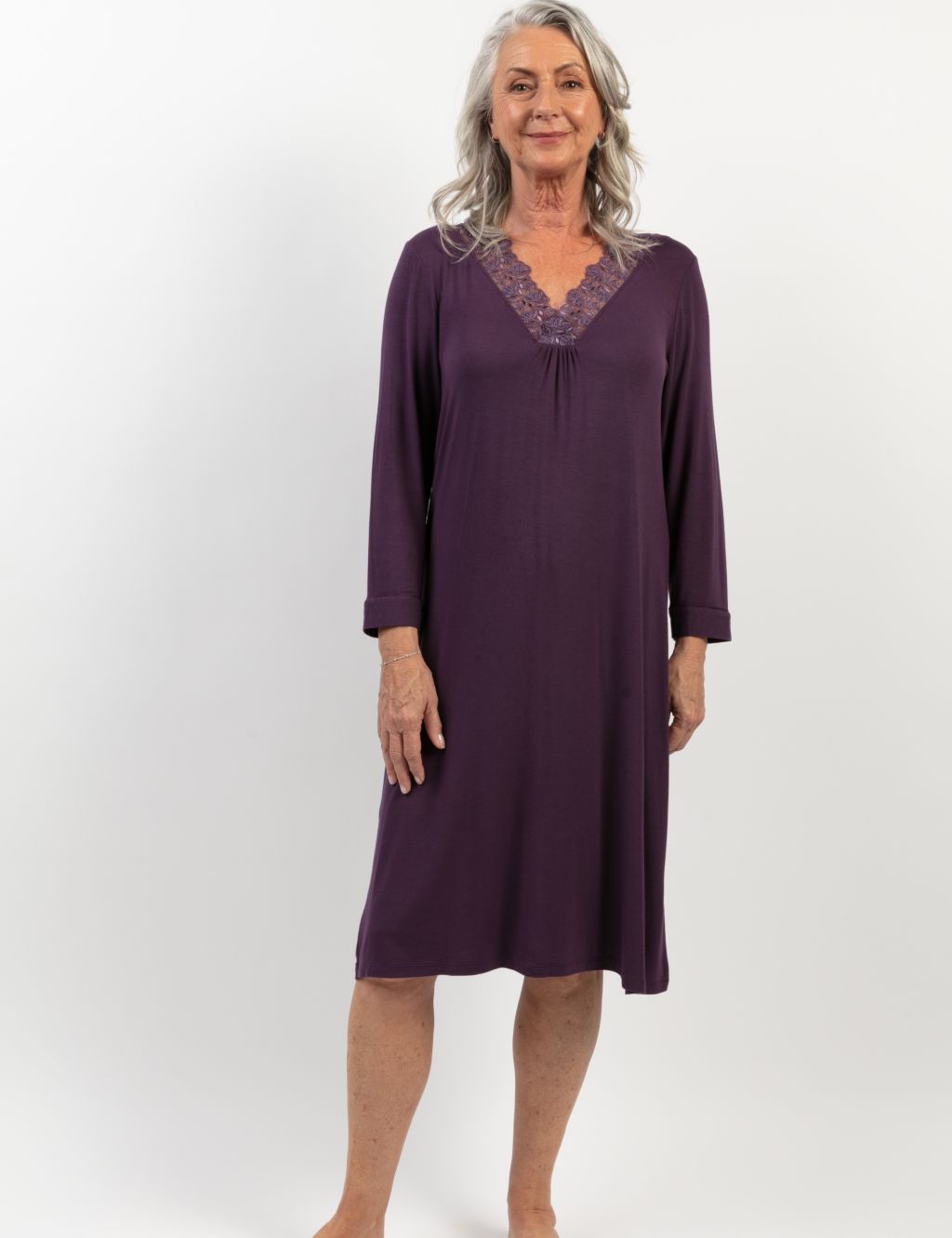 Modal Rich Lace Trim Short Nightdress image 1