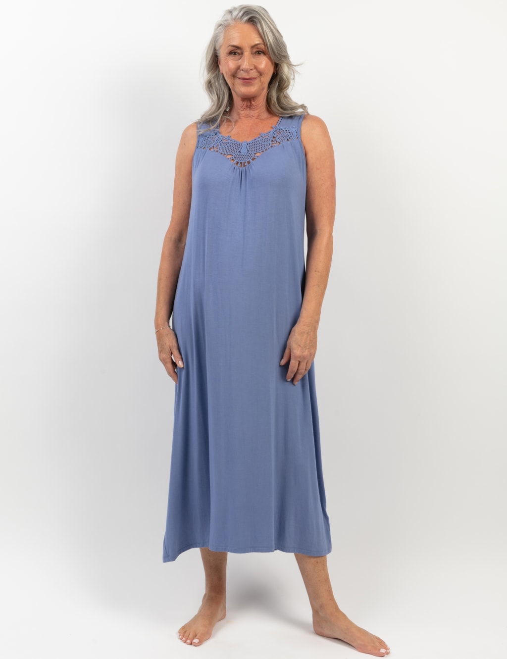 Modal Rich Lace Trim Long Nightdress image 1