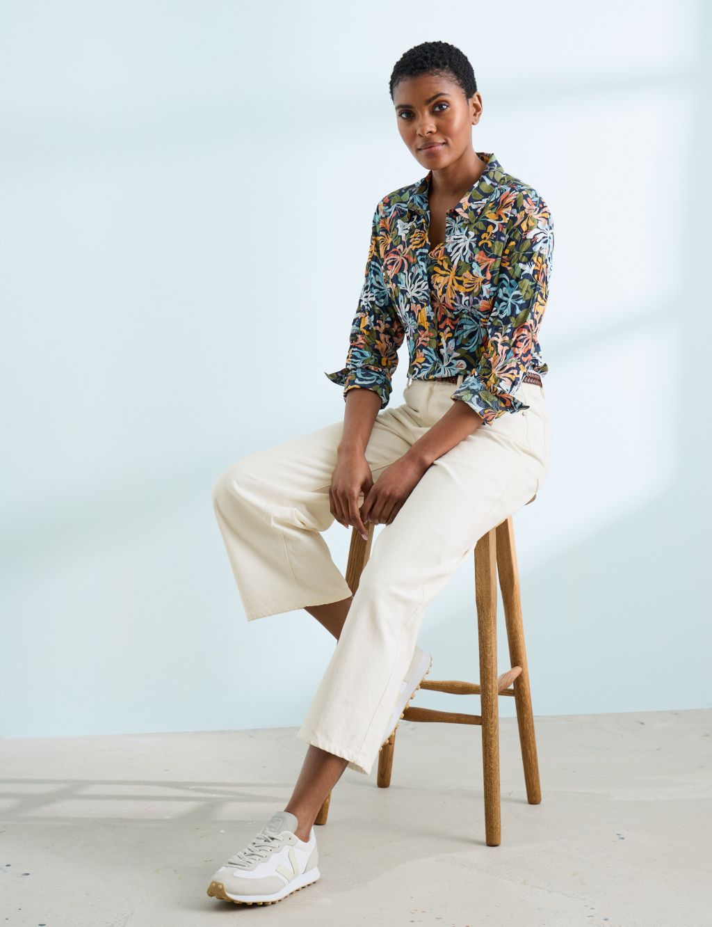 Pure Cotton Floral Collared Shirt