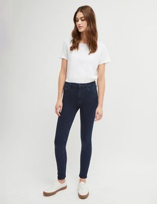 French Connection Women's High Waisted Skinny Jeans - 6 - Blue/Black, Blue/Black