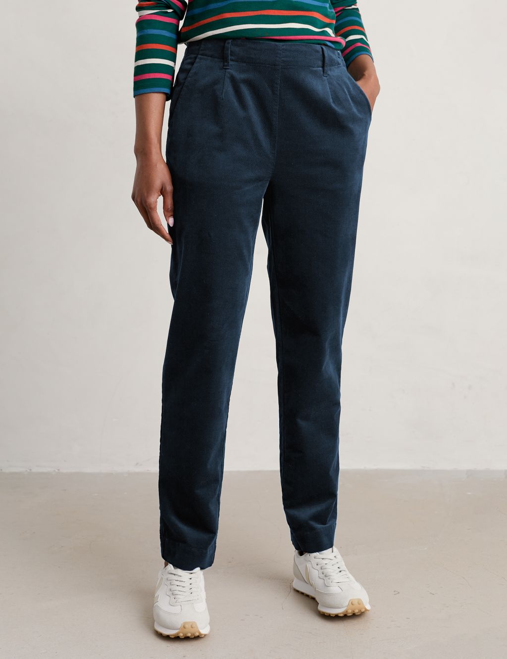 Cotton Rich Tapered Ankle Grazer Trousers image 3