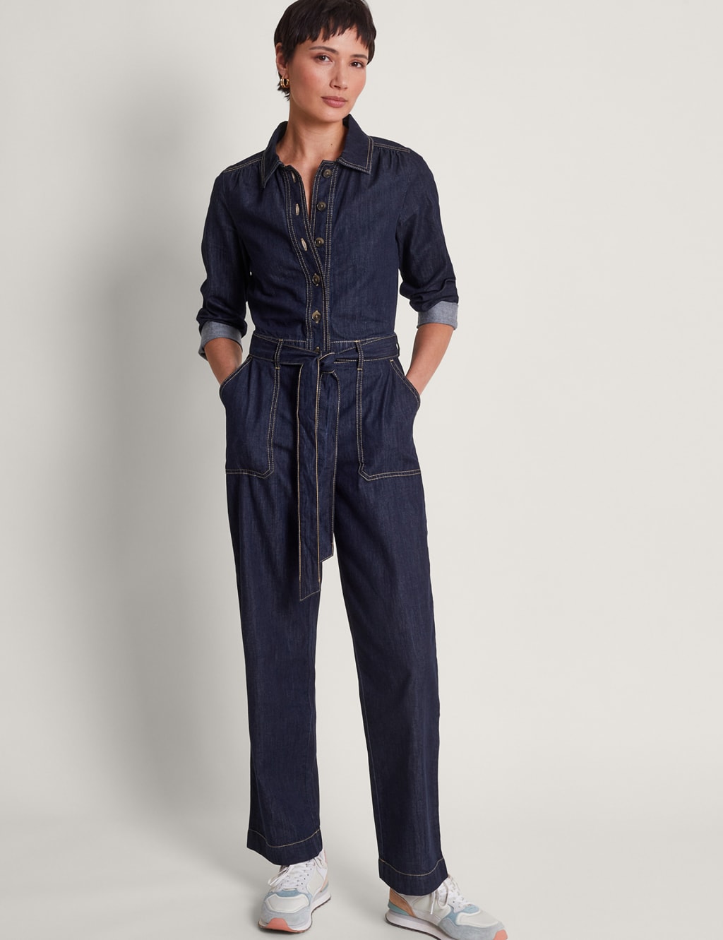 Women's Long-Sleeve Utility Jumpsuit