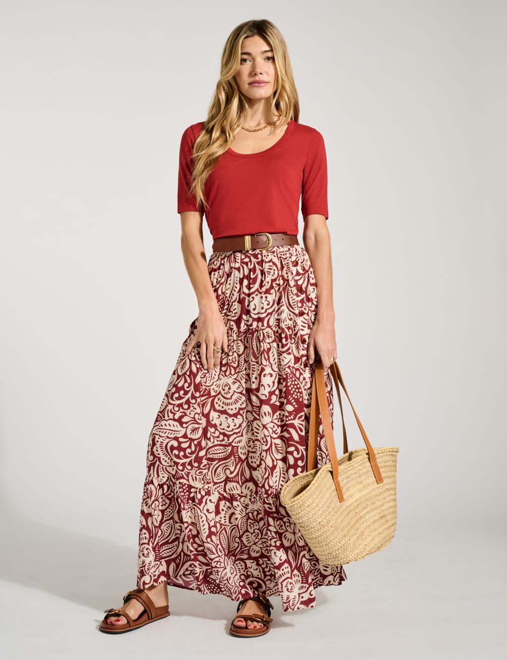 Printed Maxi Tiered Skirt