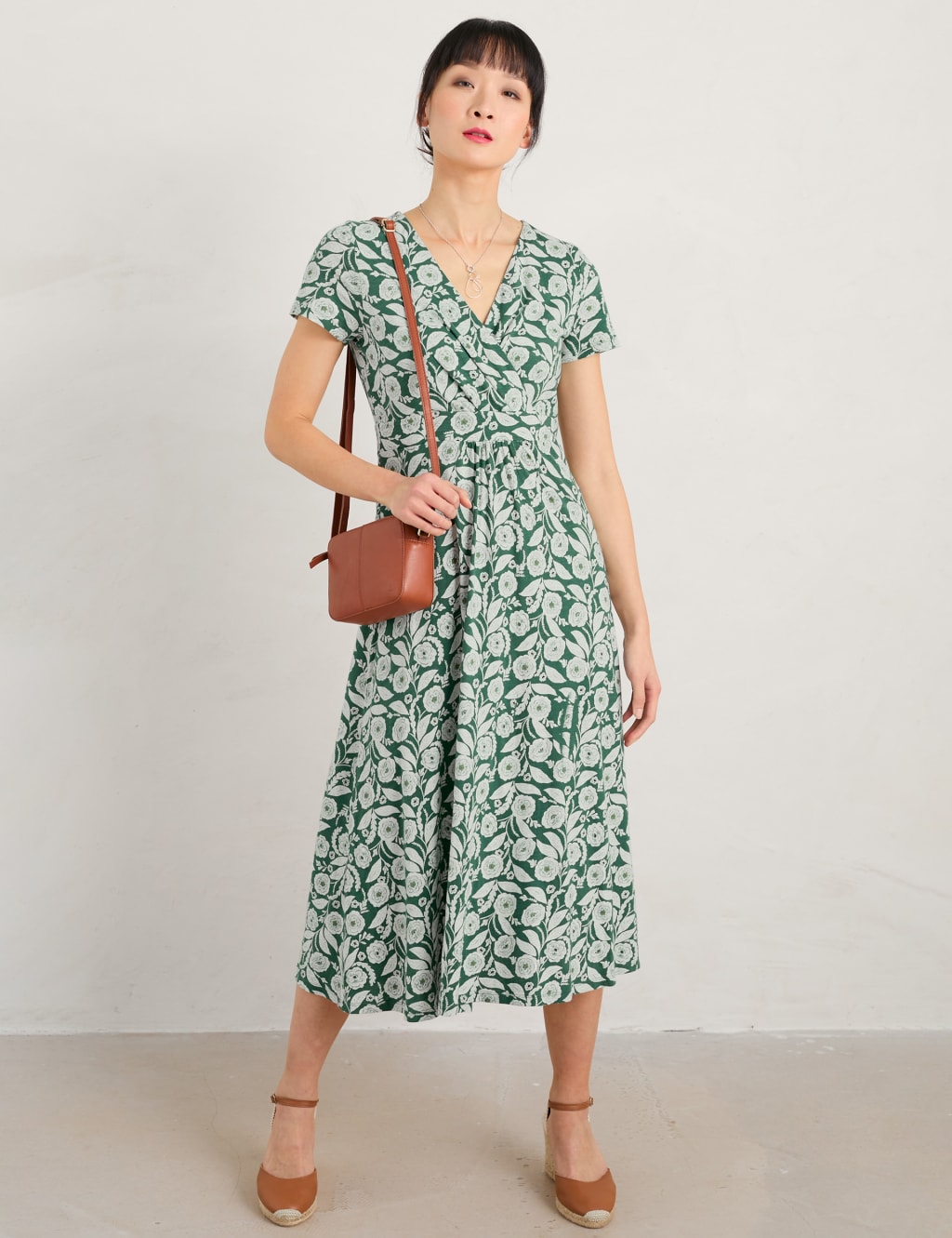 Organic Cotton Floral Midi Waisted Dress image 1
