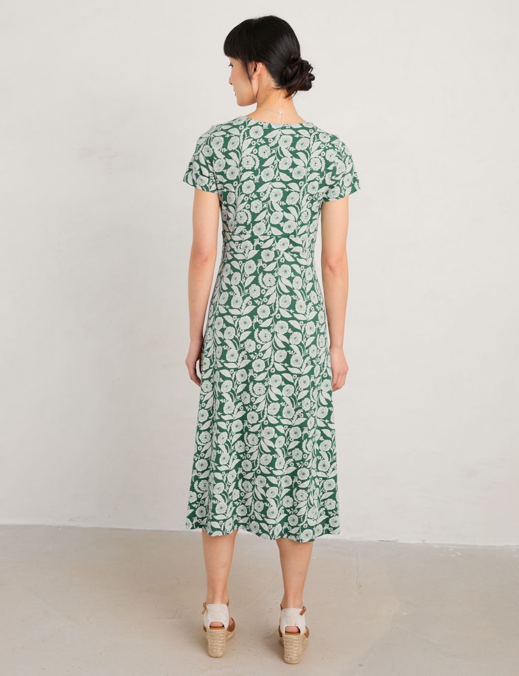 Organic Cotton Floral Midi Waisted Dress image 3