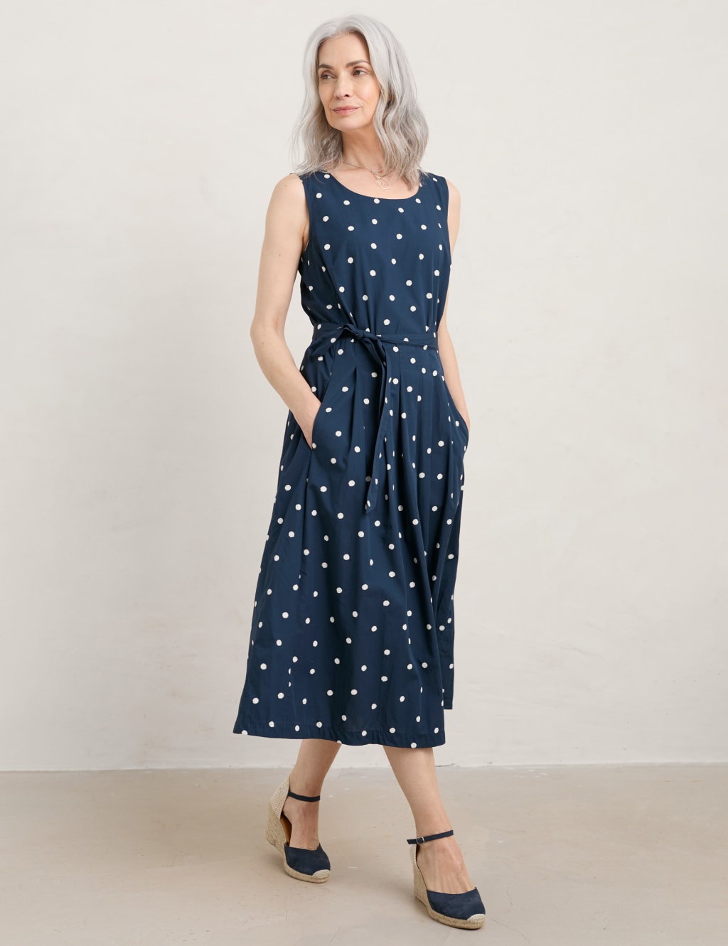 Organic Cotton Polka Dot Midi Waisted Dress image 1