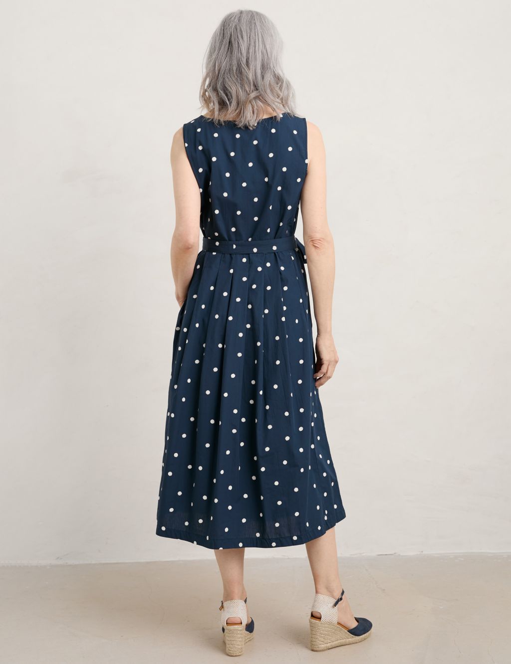 Organic Cotton Polka Dot Midi Waisted Dress image 3