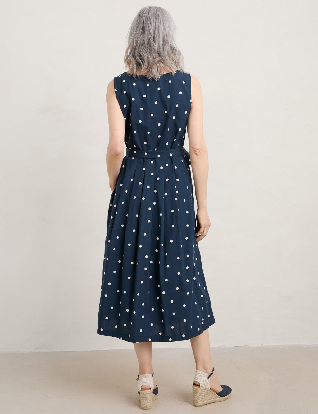 Organic Cotton Polka Dot Midi Waisted Dress image 3