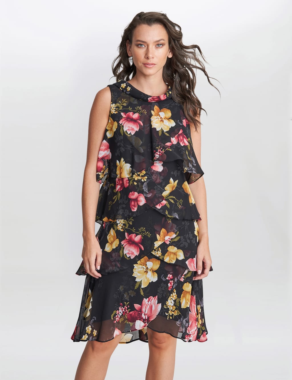 KAS NEW YORK Womens Beaded Floral Sleeveless Round Neck Knee Length Wear To Work Shift Dress main image 1