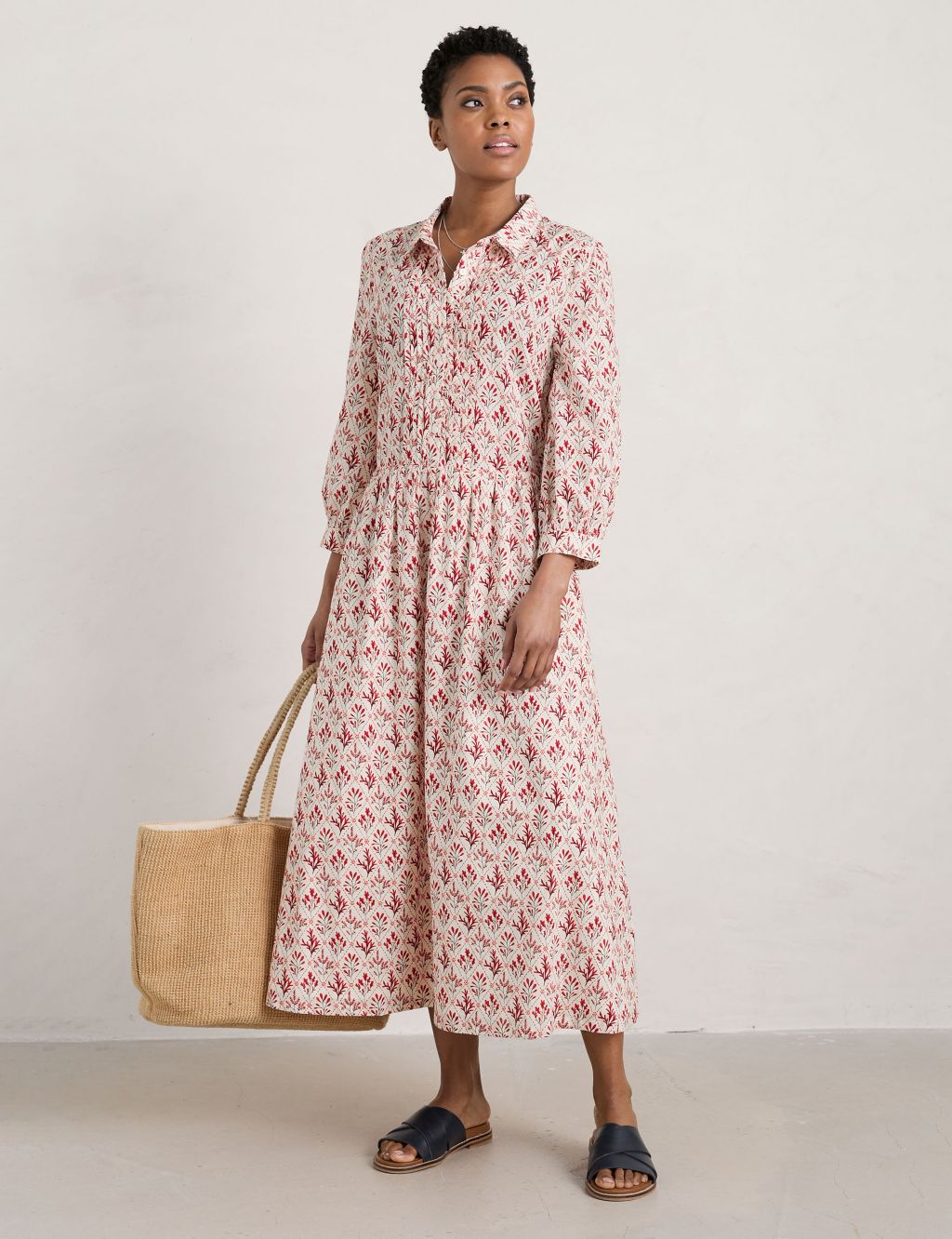 Organic Cotton Printed Midi Waisted Dress image 1