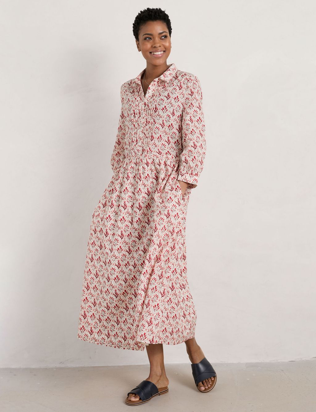 Organic Cotton Printed Midi Waisted Dress image 2