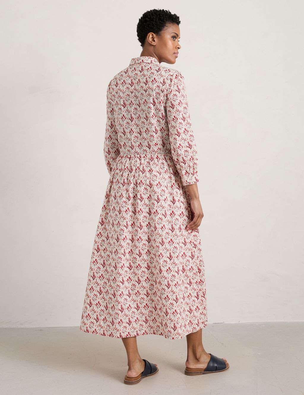 Organic Cotton Printed Midi Waisted Dress image 3