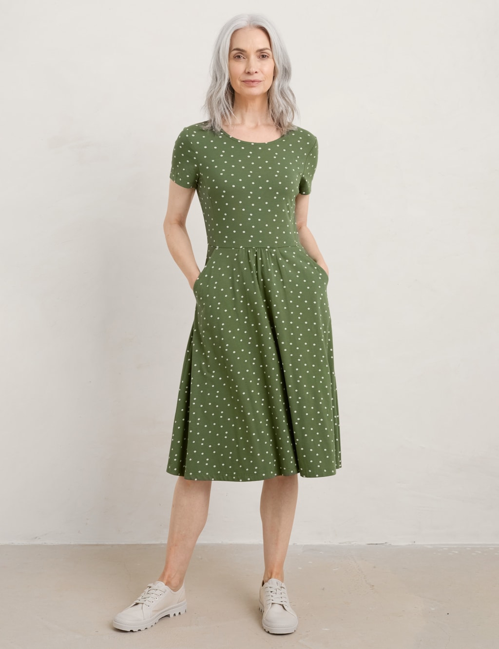 Cotton Rich Polka Dot Waisted Dress image 1