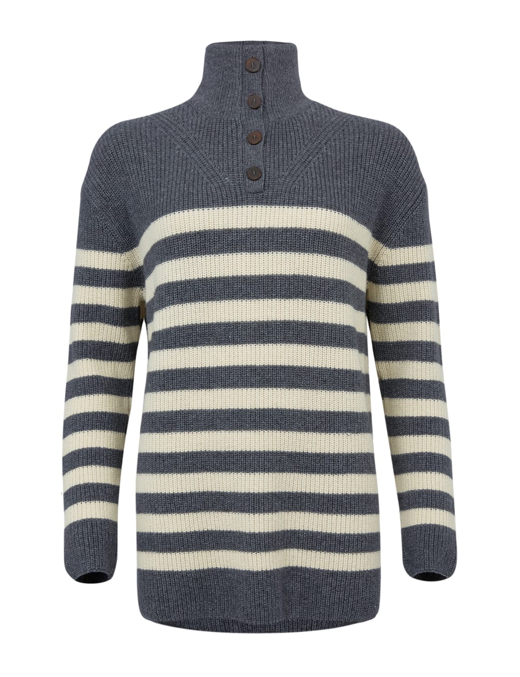 Wool Rich Striped Funnel Neck Jumper image 4