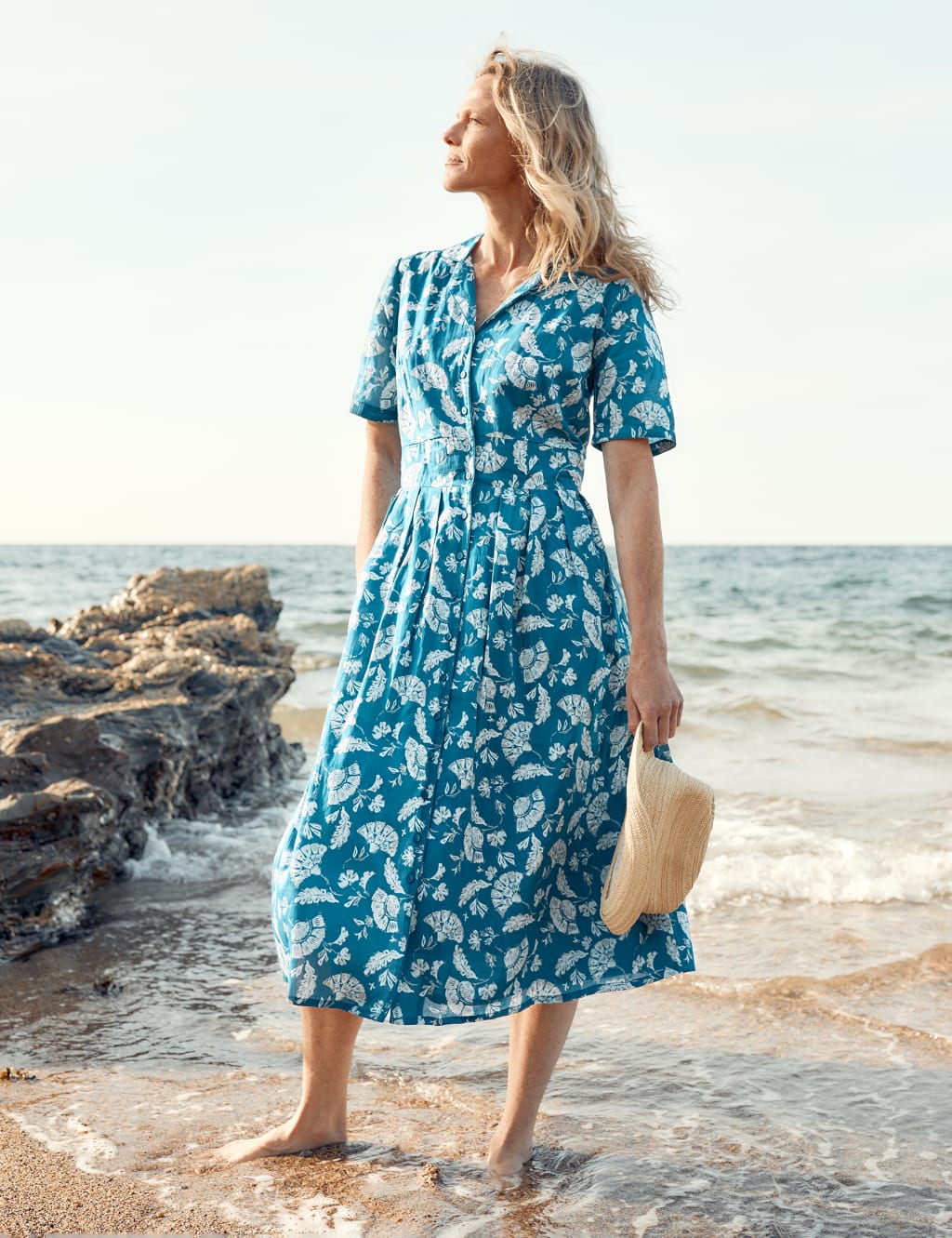 Organic Cotton Floral Midi Waisted Dress image 1