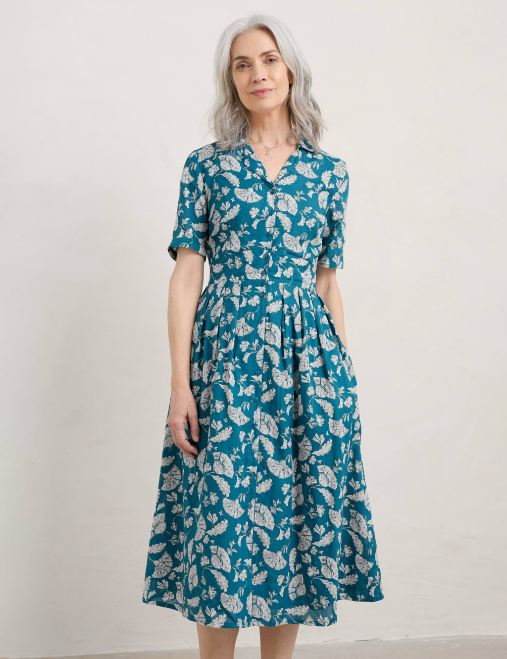 Organic Cotton Floral Midi Waisted Dress image 3