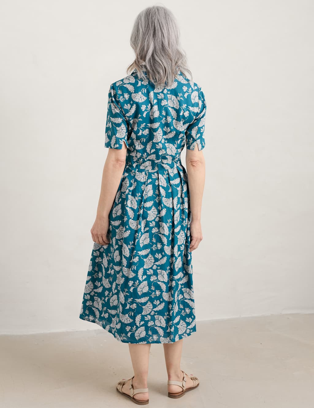 Organic Cotton Floral Midi Waisted Dress image 5