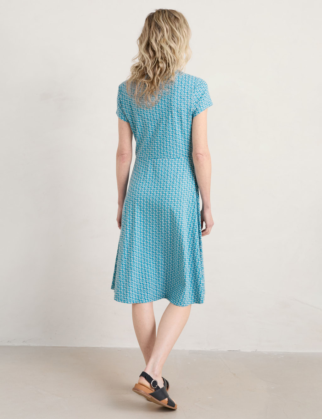Cotton Rich Floral V-Neck Waisted Dress image 3