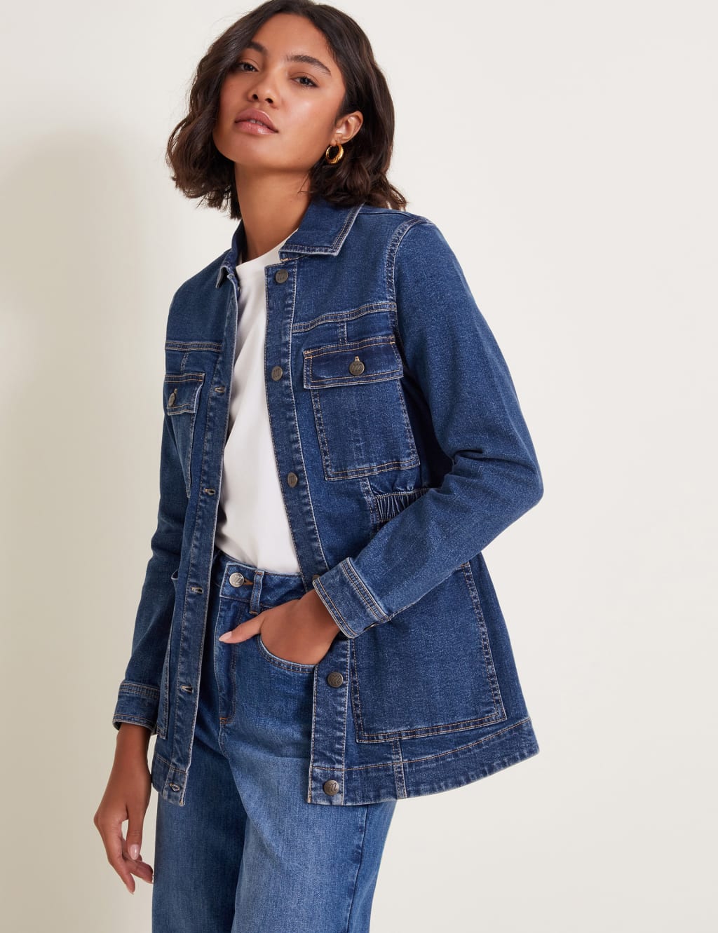 Cotton Rich Denim Longline Jacket