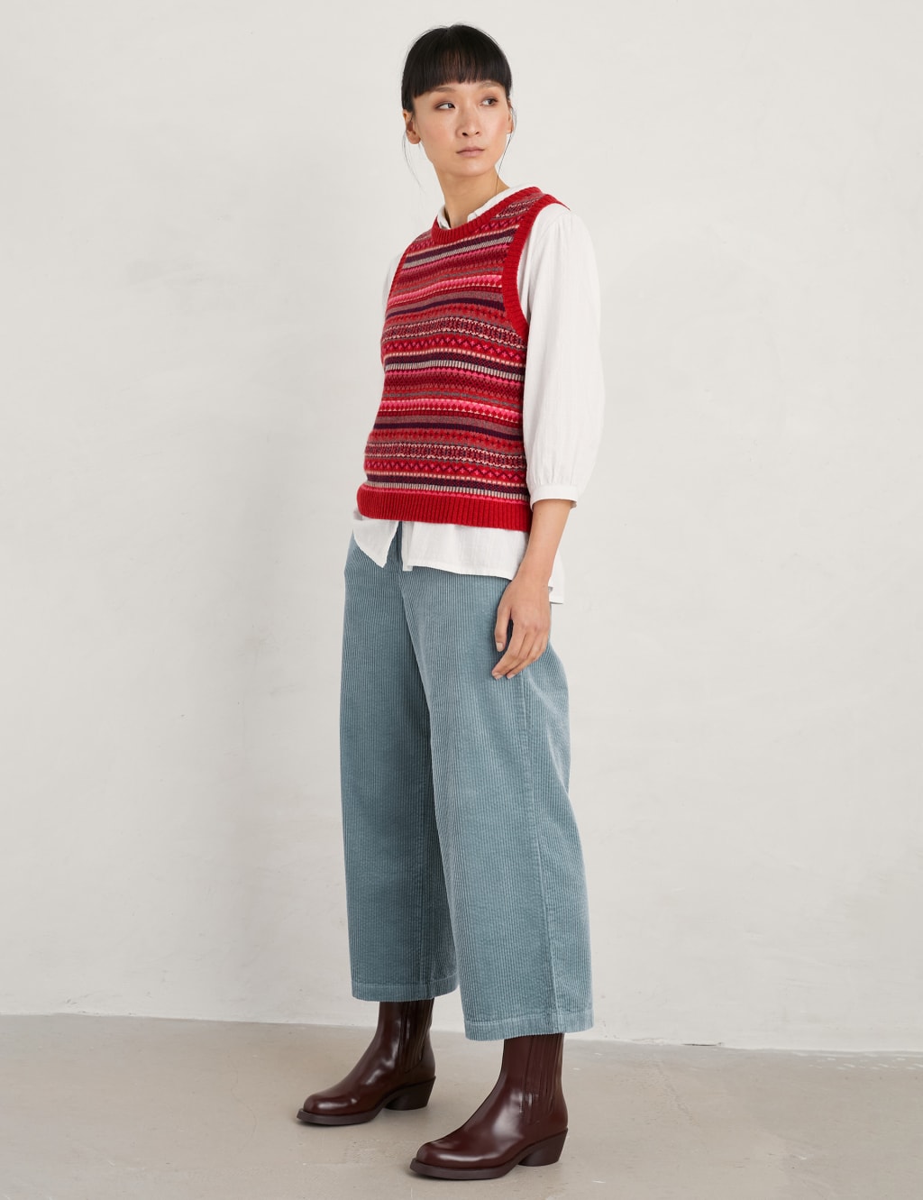Merino Wool Rich Fair Isle Knitted Vest image 3