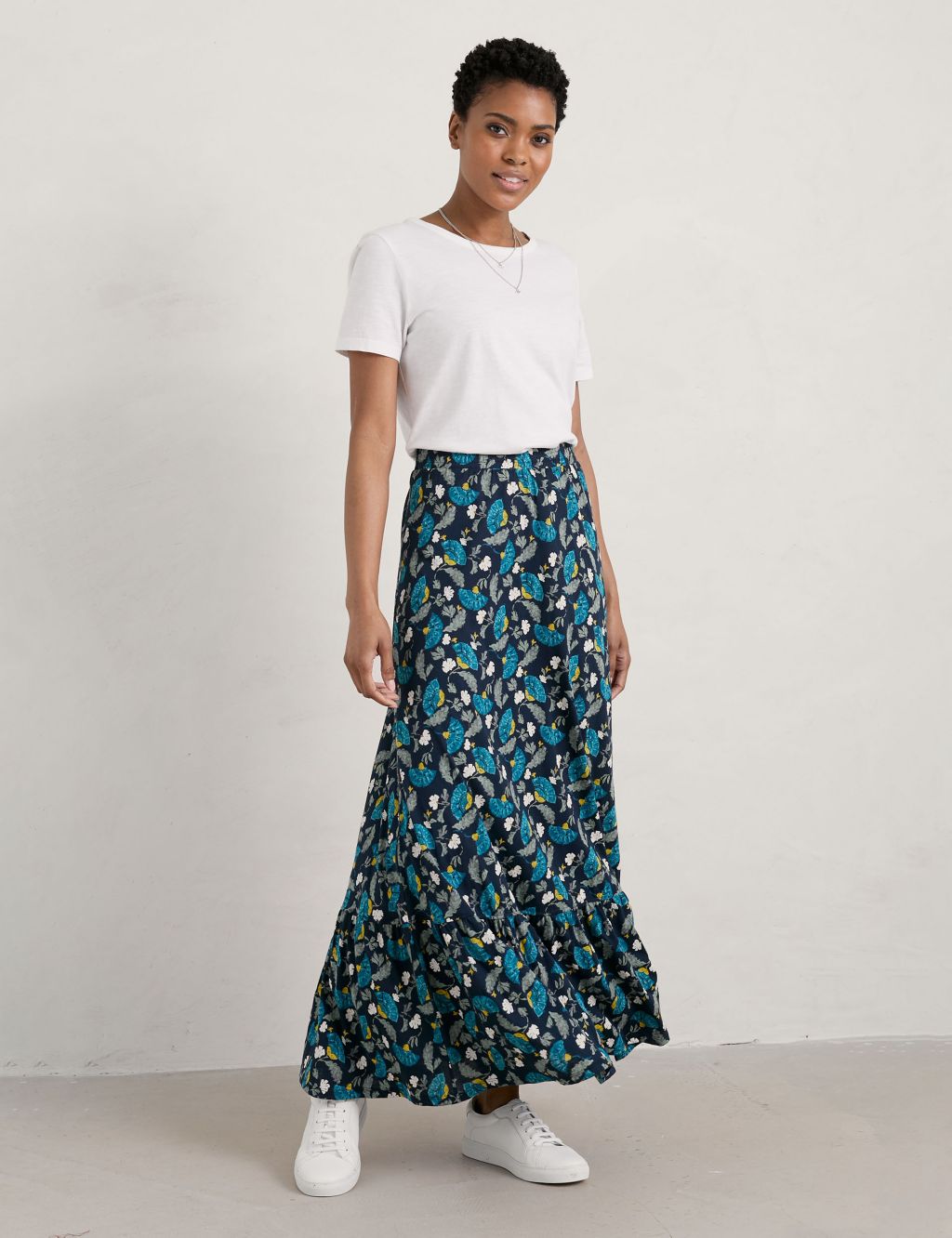 Cotton Rich Floral Maxi A-Line Skirt image 1
