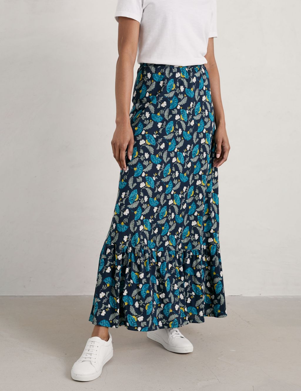 Cotton Rich Floral Maxi A-Line Skirt image 2