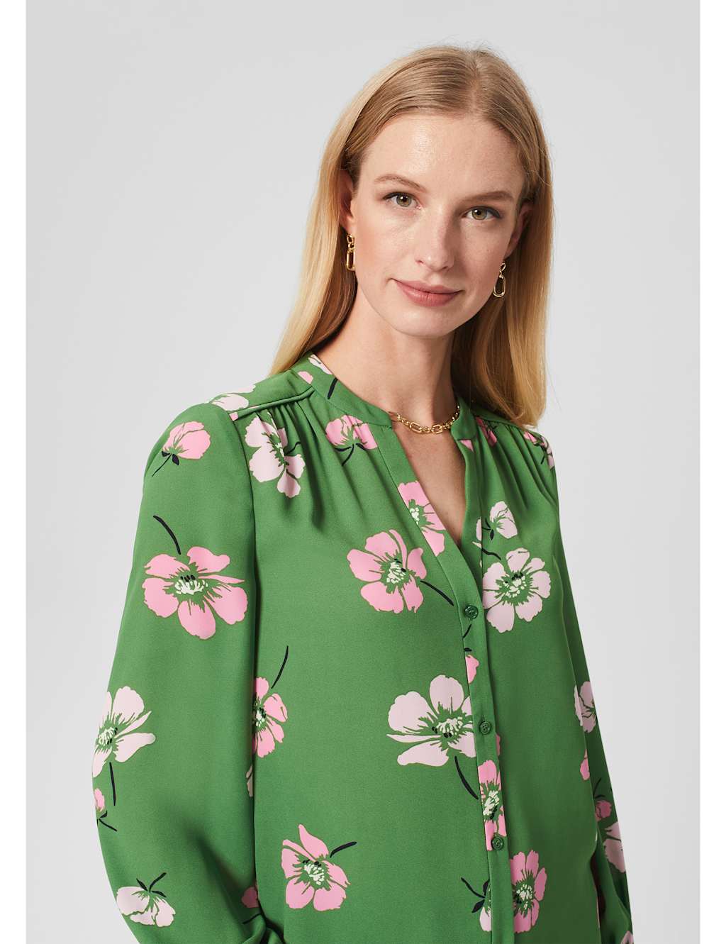 Floral V-Neck Button Through Blouse image 2