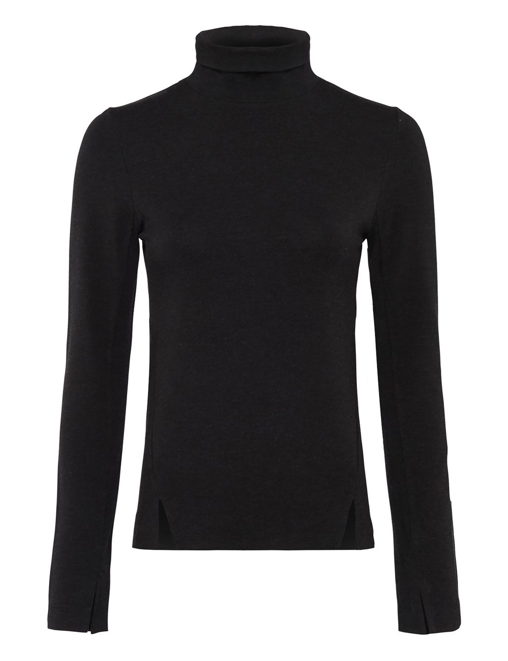 Jersey Roll Neck Fitted Long Sleeve Top image 2