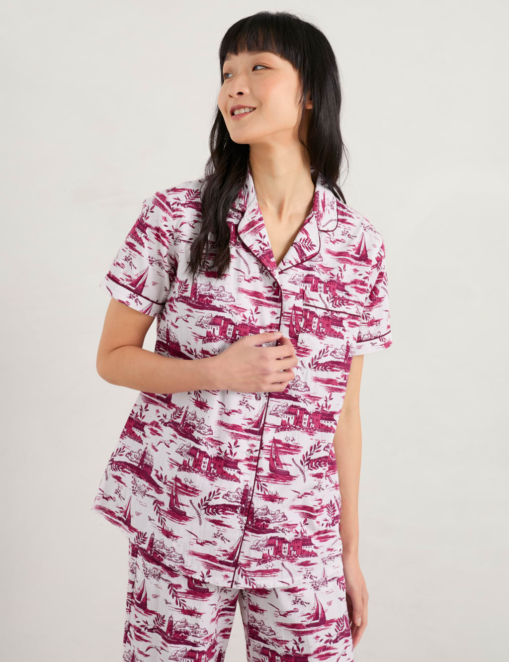 Pure Cotton Printed Cropped Pyjama Set image 2