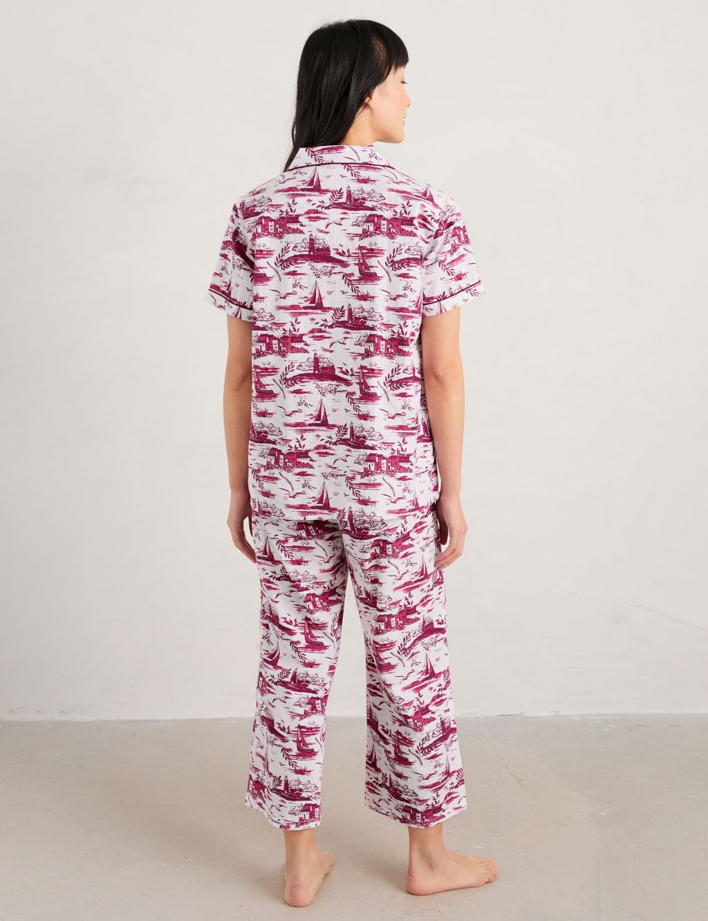 Pure Cotton Printed Cropped Pyjama Set image 3