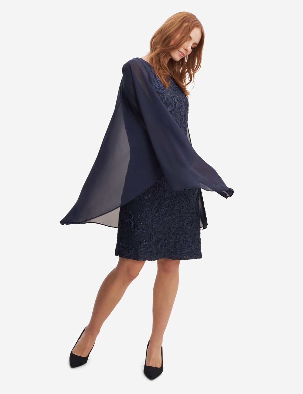 Lace Knee Length Shift Dress with Jacket image 5