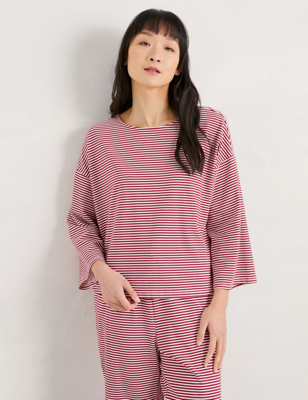Cotton Rich Striped Cropped Pyjama Set image 2
