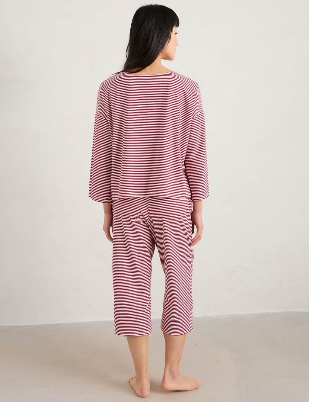 Cotton Rich Striped Cropped Pyjama Set image 3