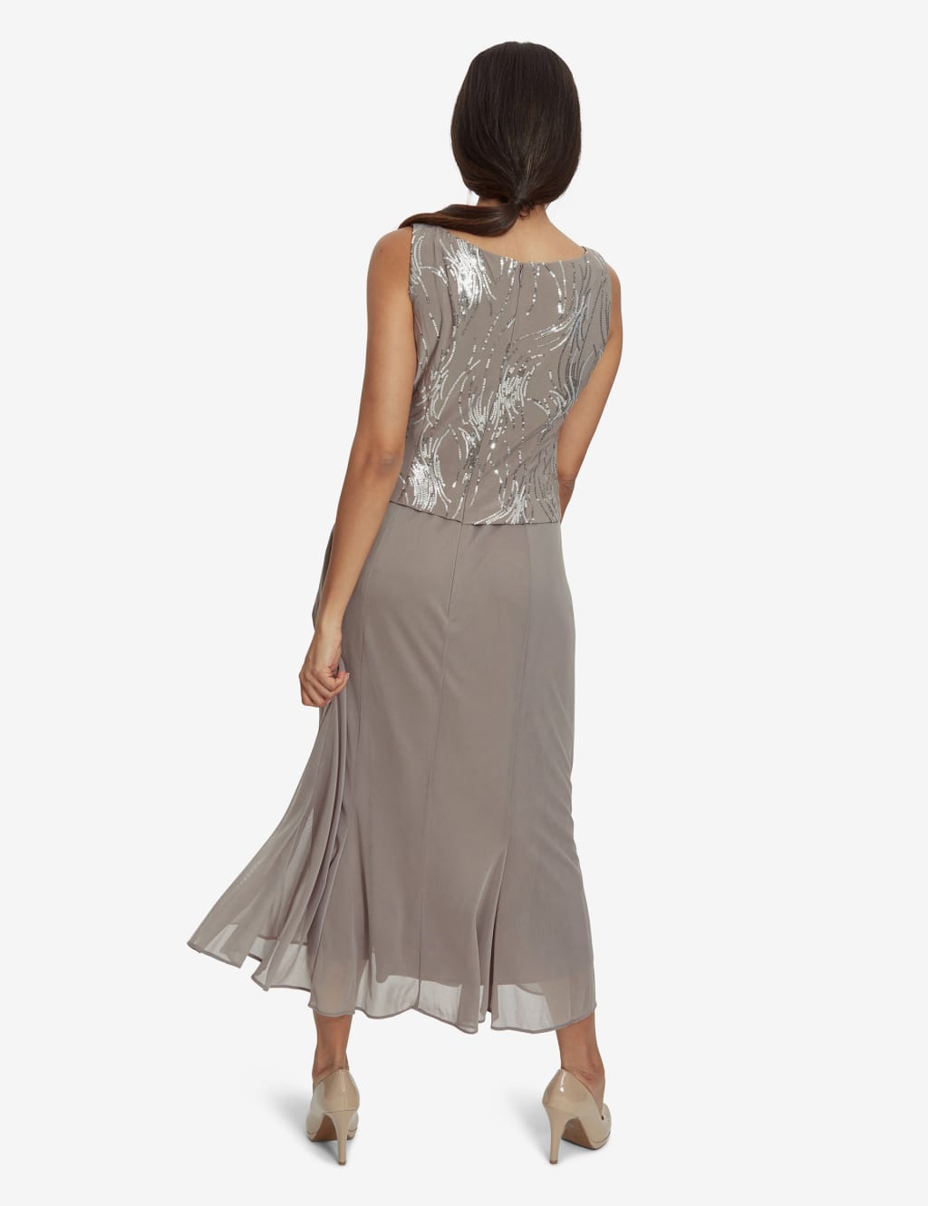 Embellished Midi Swing Dress with Jacket image 5