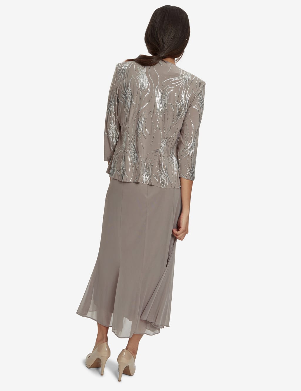 Embellished Midi Swing Dress with Jacket image 7
