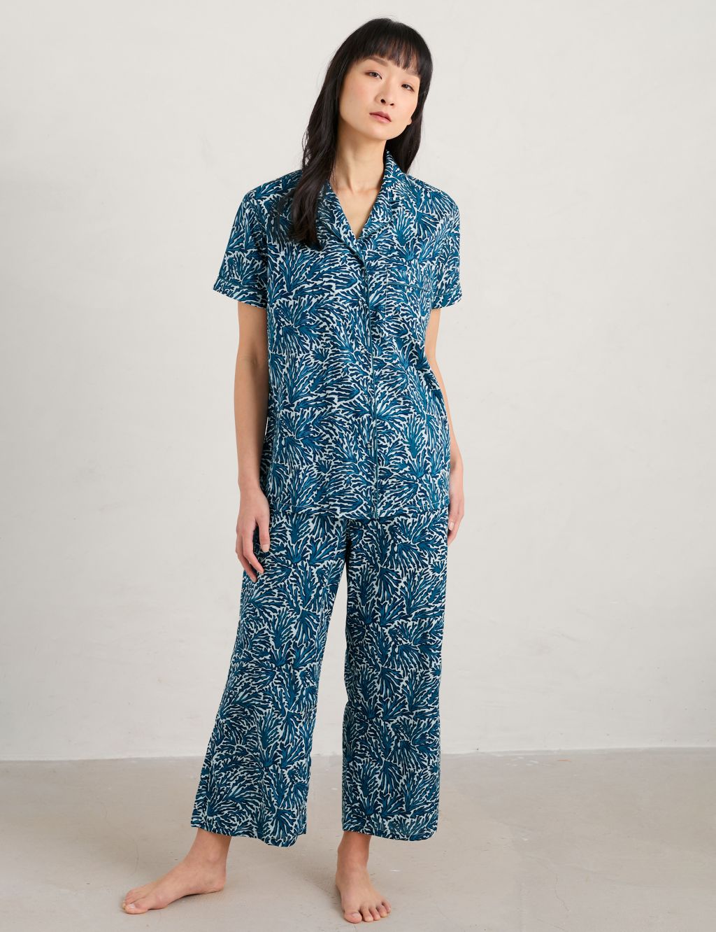 Pure Cotton Printed Cropped Pyjama Set image 1