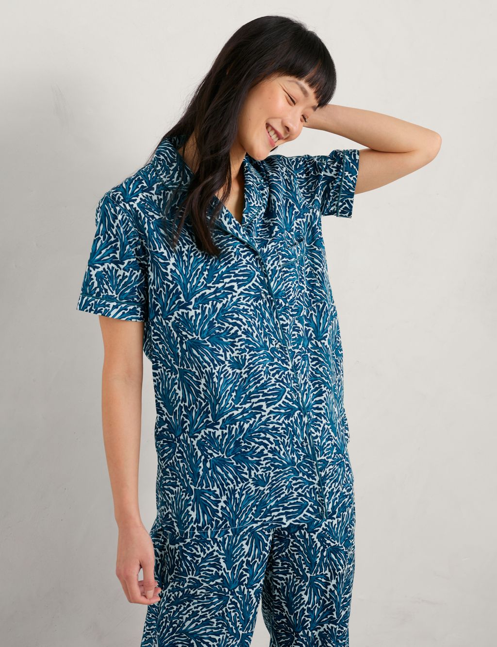 Pure Cotton Printed Cropped Pyjama Set image 2