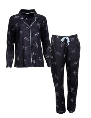 Cyberjammies Womens Cotton Modal Printed Pyjama Set - 10 - Black, Black